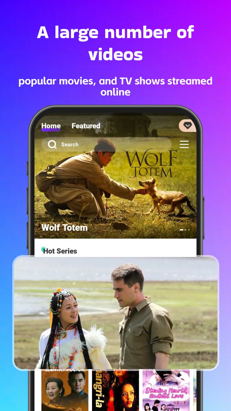 LOKBOX screenshot: home screen with search and hot series